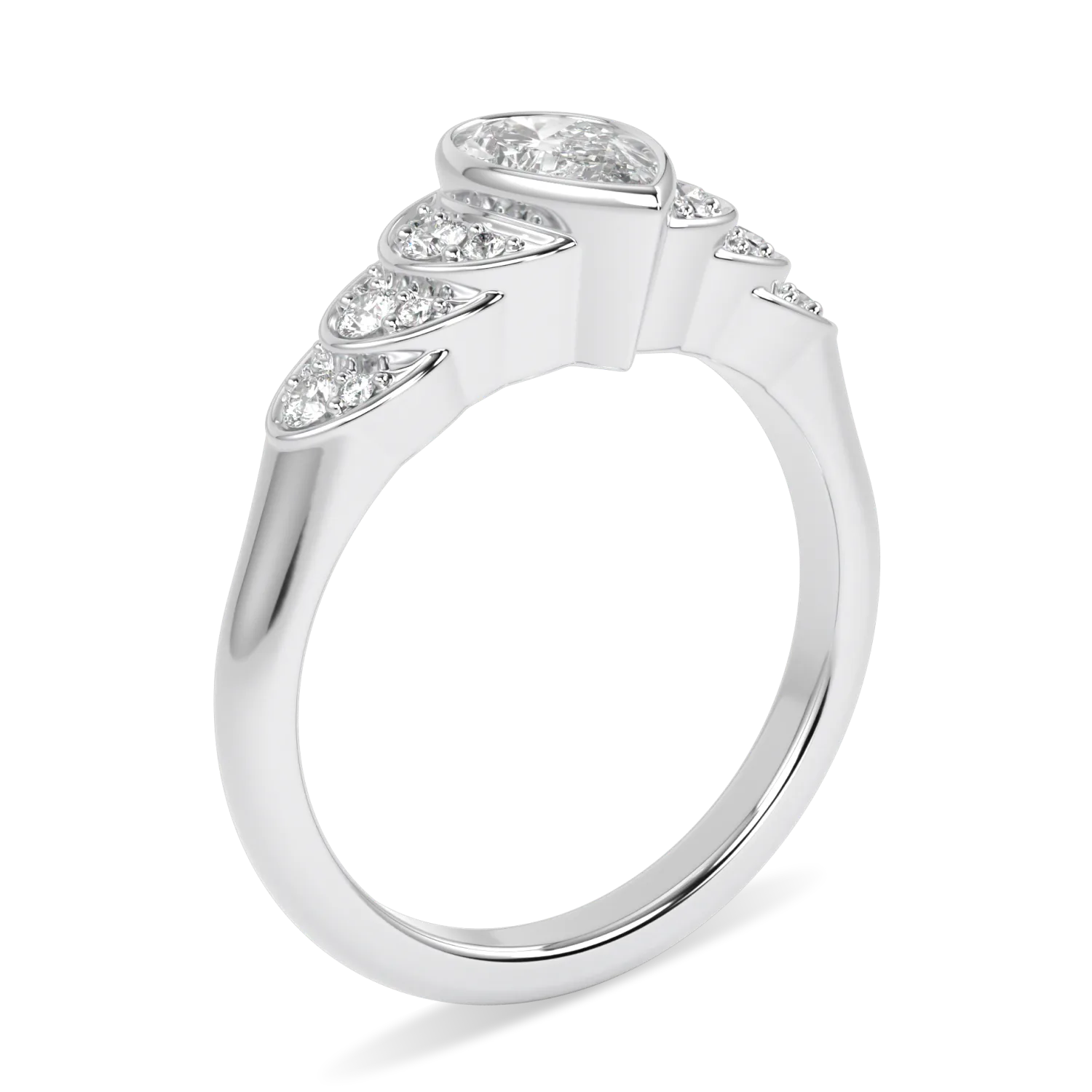 Platinum Pear Shaped Diamond Engagement Ring 0.50cts by Blacklock Jewellery, Cove collection — detail view