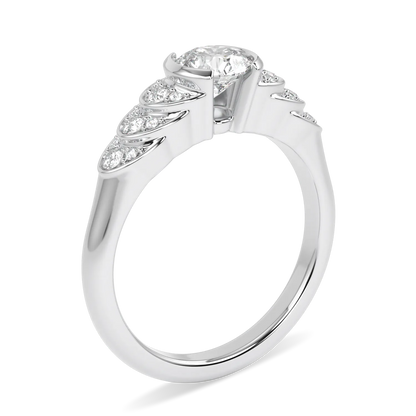 Handcrafted Platinum diamond engagement ring by Blacklock, Cove collection — detail view