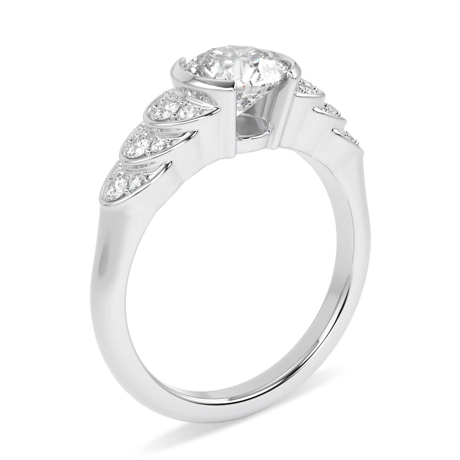 Handcrafted 1.00cts Platinum engagement ring with Diamond by Blacklock, Cove collection — detail view