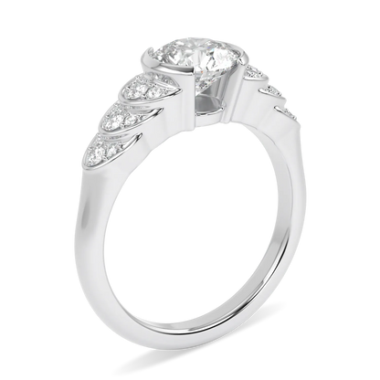 Handcrafted 1.00cts Platinum engagement ring with Diamond by Blacklock, Cove collection — detail view