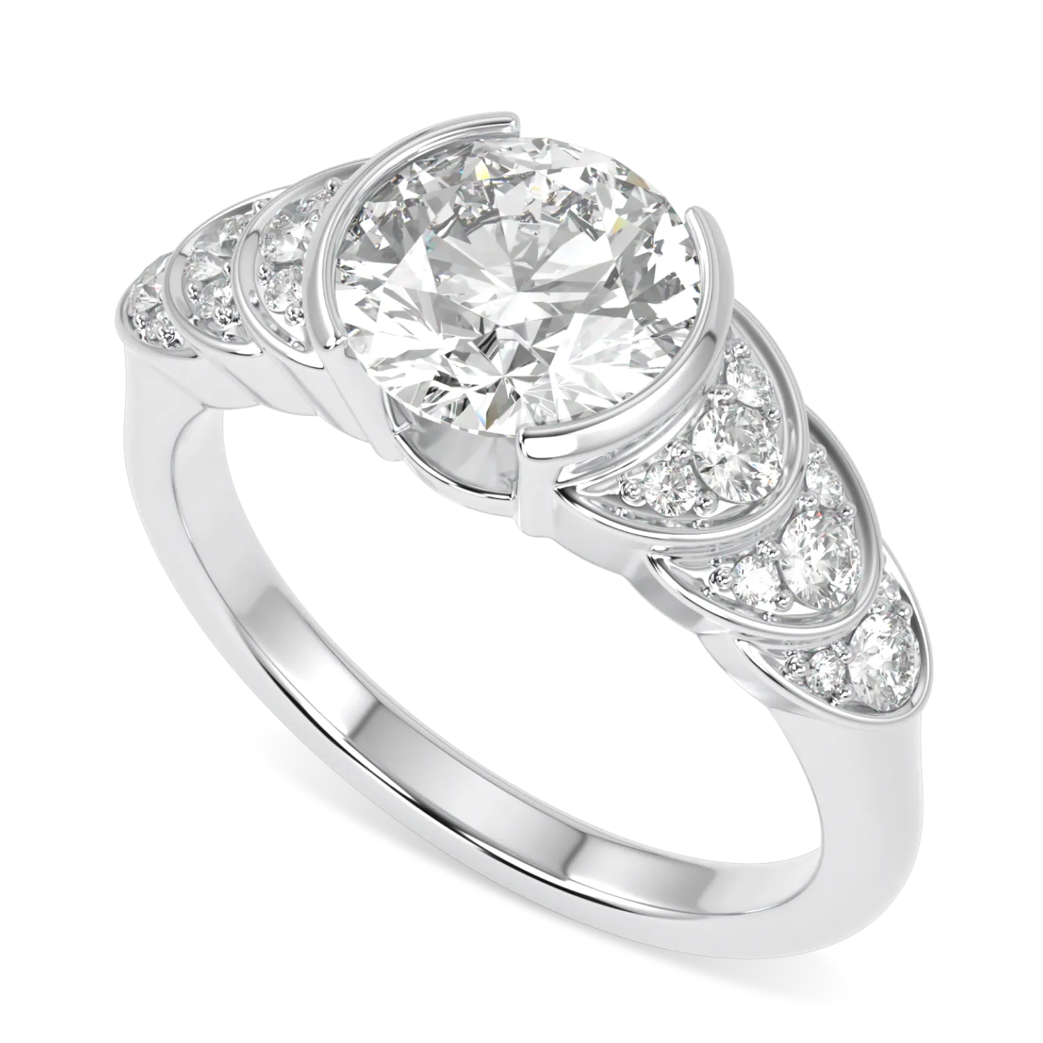 Handcrafted 1.50cts round brilliant cut diamond Platinum engagement ring by Blacklock, Cove collection