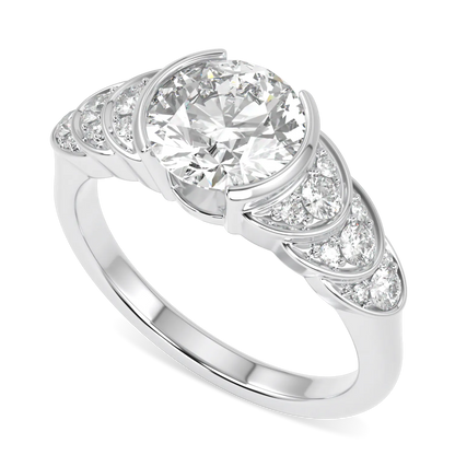 Handcrafted 1.50cts round brilliant cut diamond Platinum engagement ring by Blacklock, Cove collection