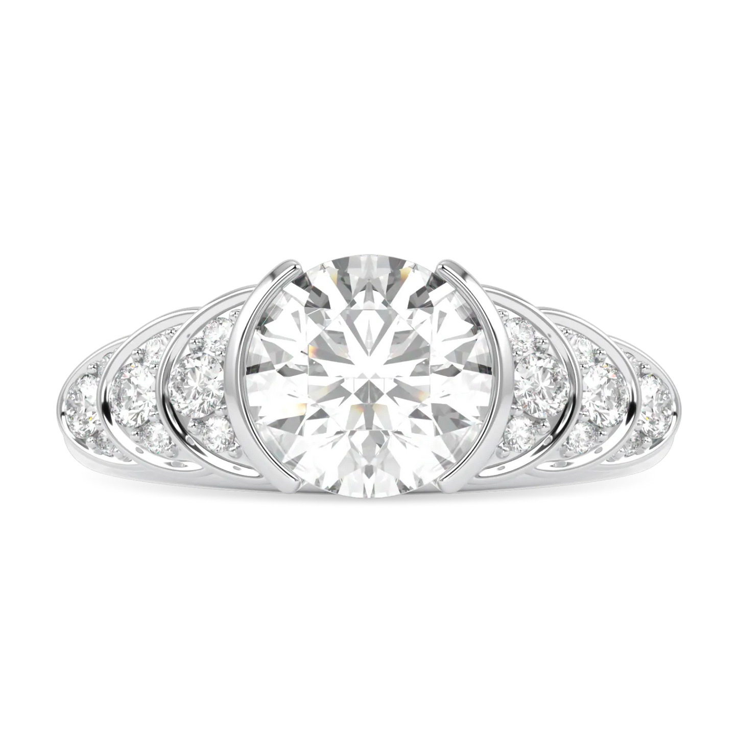 Cove Platinum Round Brilliant Cut Diamond Engagement Ring 1.50cts by Blacklock Jewellery, Cove collection — side view