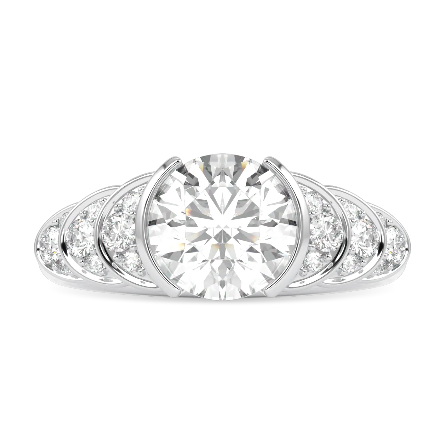 Cove Platinum Round Brilliant Cut Diamond Engagement Ring 1.50cts by Blacklock Jewellery, Cove collection — side view