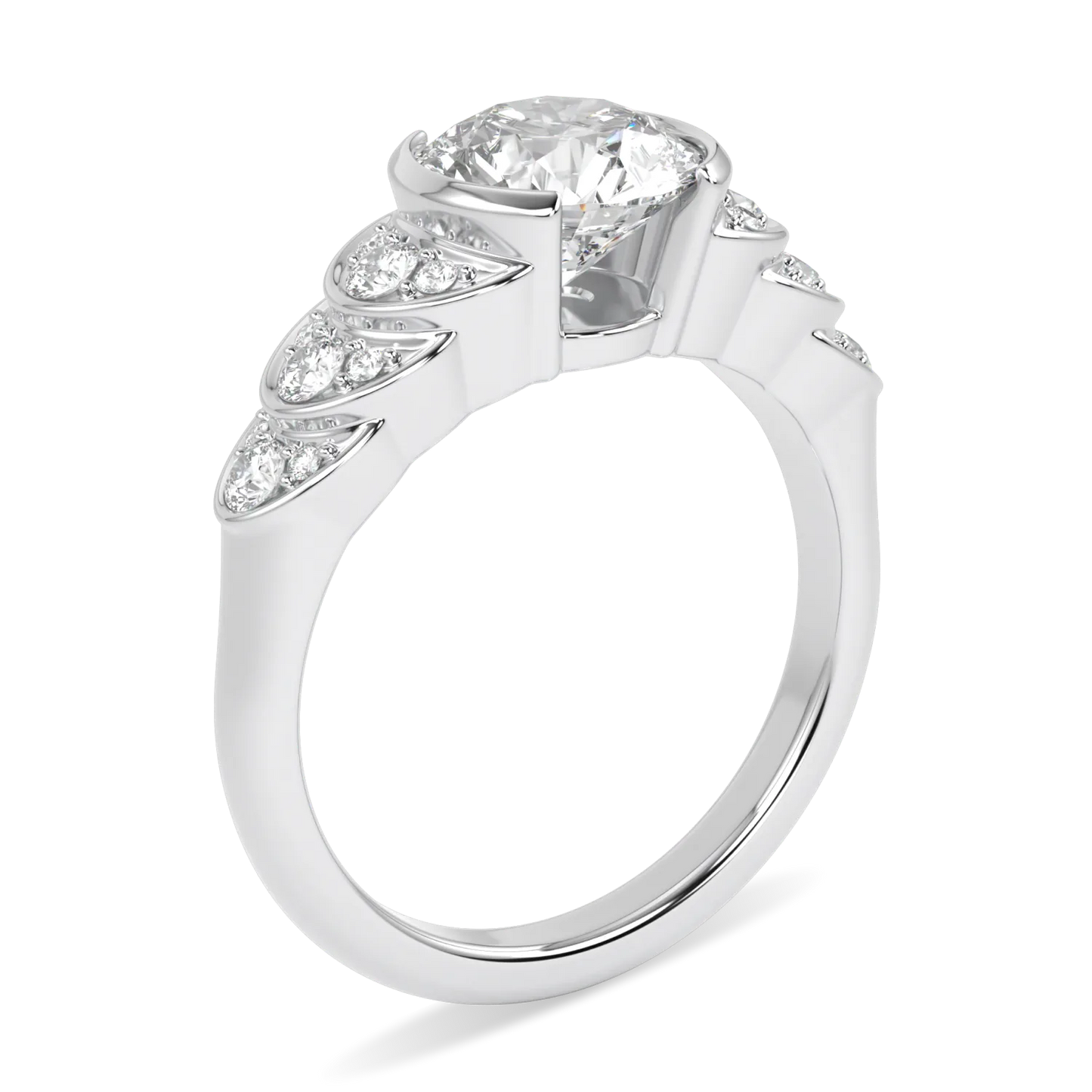 Blacklock Cove round brilliant cut diamond engagement ring in Platinum — detail view