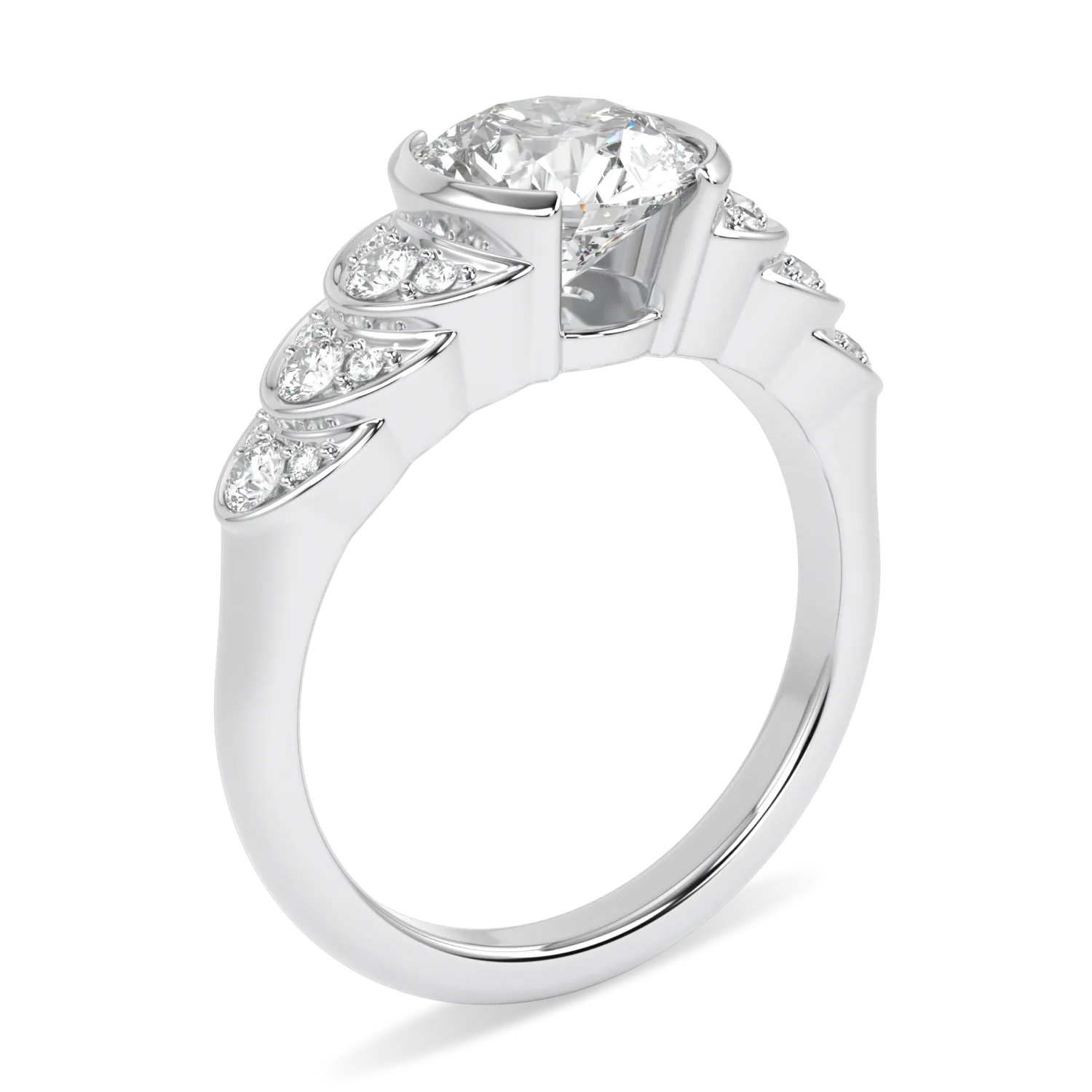 Blacklock Cove round brilliant cut diamond engagement ring in Platinum — detail view