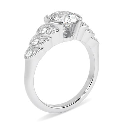 Blacklock Cove round brilliant cut diamond engagement ring in Platinum — detail view