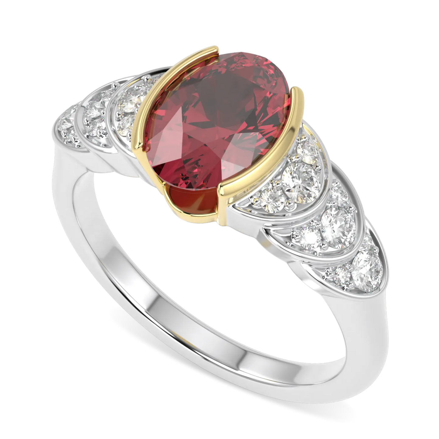 Blacklock Cove ruby and diamond engagement ring in 18ct Yellow Gold and Platinum