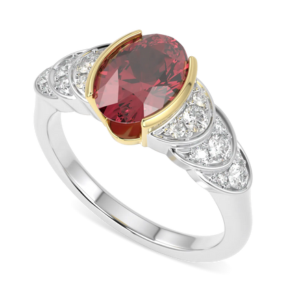 Blacklock Cove ruby and diamond engagement ring in 18ct Yellow Gold and Platinum