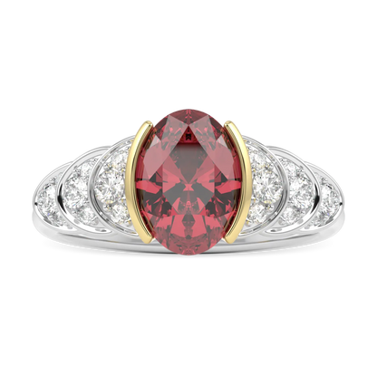 18ct Yellow Gold, Platinum Ruby and Diamond engagement ring from Blacklock's Cove collection — side view