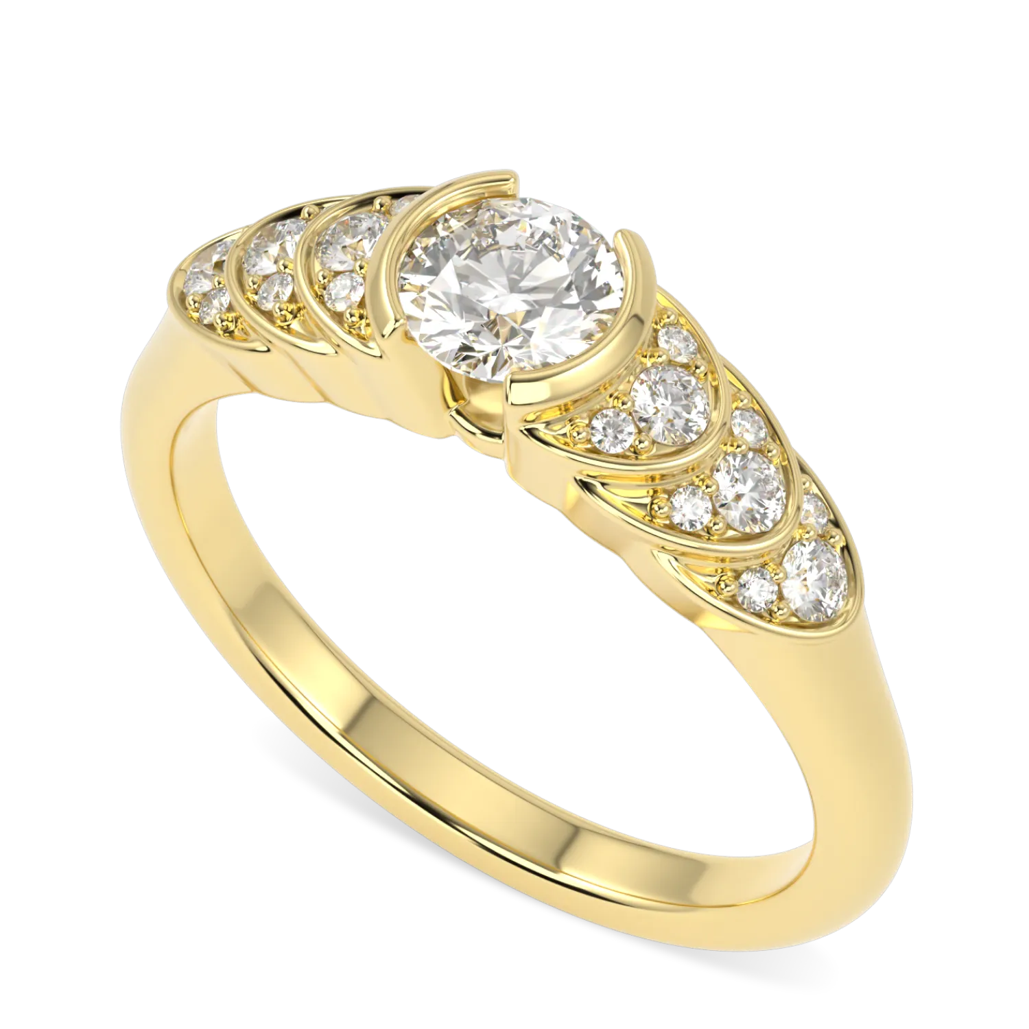 18ct Yellow Gold Round Brilliant Cut Diamond Engagement Ring 0.30cts by Blacklock Jewellery, Cove collection