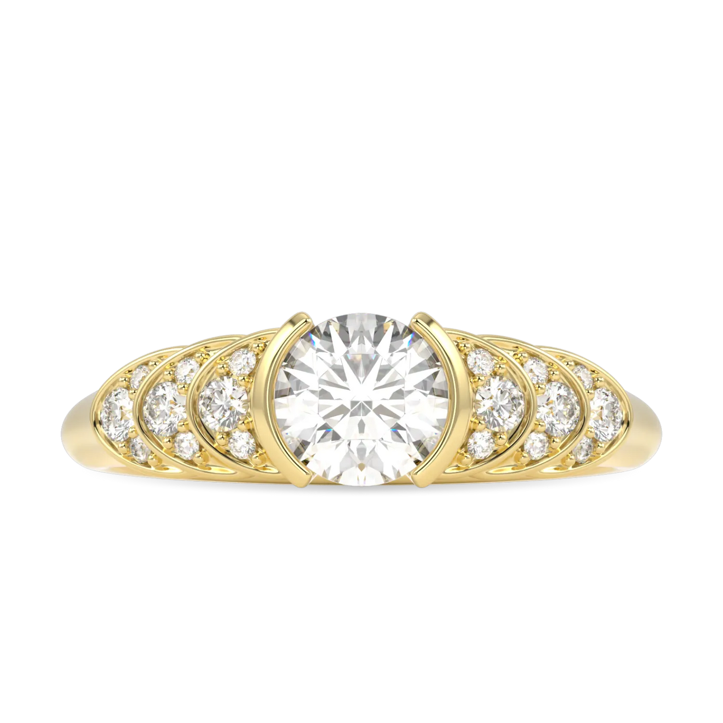 18ct Yellow Gold Round Brilliant Cut Diamond Engagement Ring 0.50cts by Blacklock Jewellery, Cove collection — side view