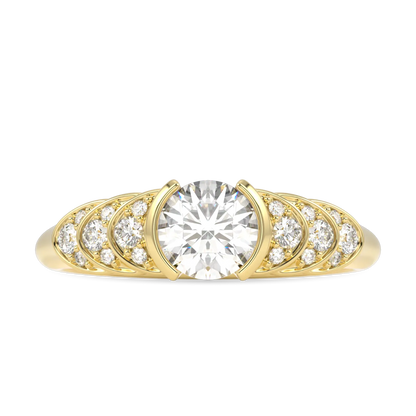 18ct Yellow Gold Round Brilliant Cut Diamond Engagement Ring 0.50cts by Blacklock Jewellery, Cove collection — side view