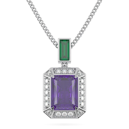 Empower collection pendant featuring Amethyst Diamond and Emerald set in 18ct White Gold, Blacklock Jewellery