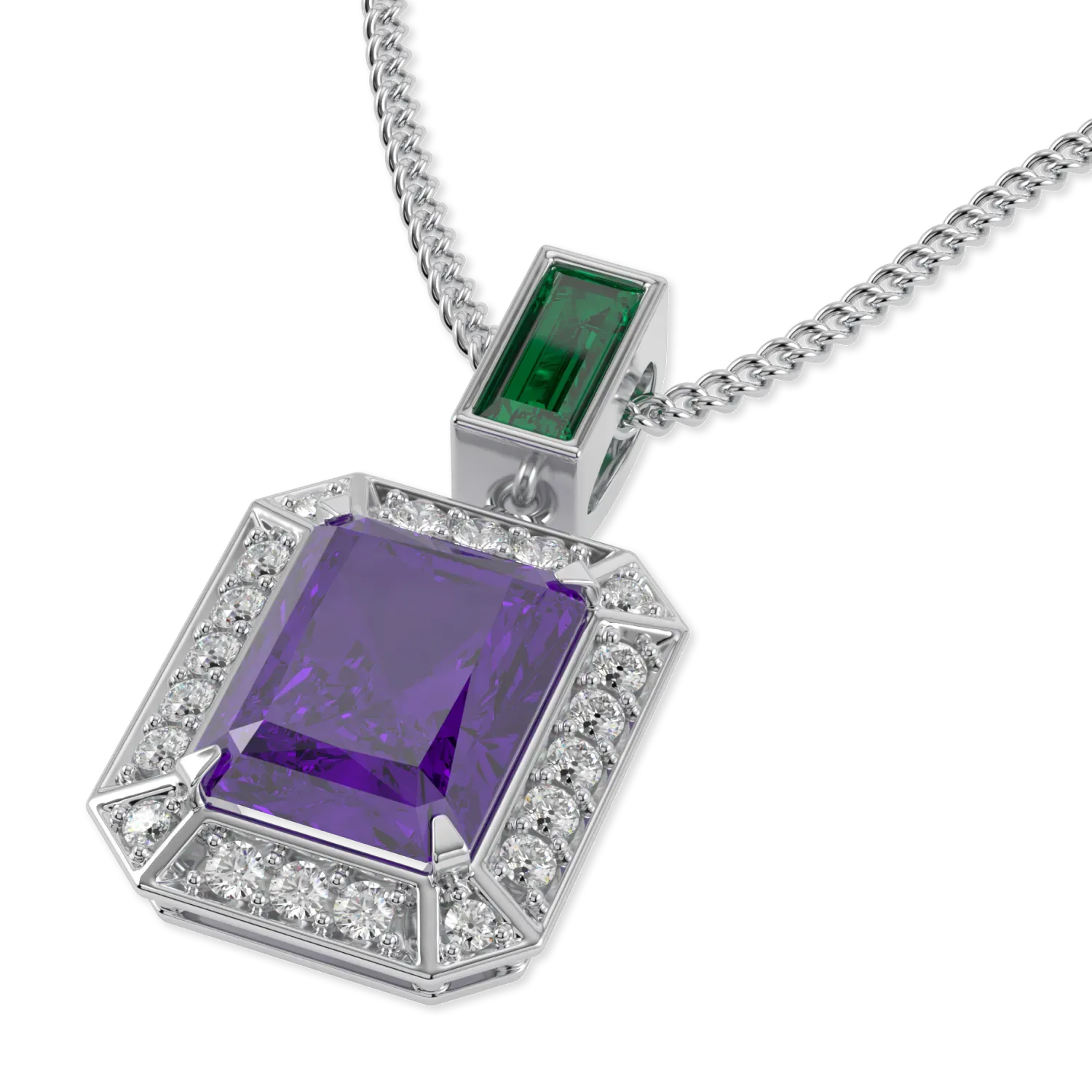 Amethyst Diamond Drop Pendant by Blacklock Jewellery, Empower collection — detail view