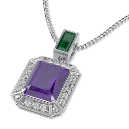 Amethyst Diamond Drop Pendant by Blacklock Jewellery, Empower collection — detail view
