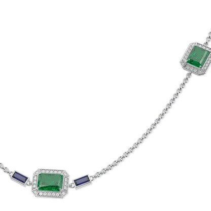 18ct White Gold Emerald Diamond Chain by Blacklock Jewellery, Empower collection — detail view