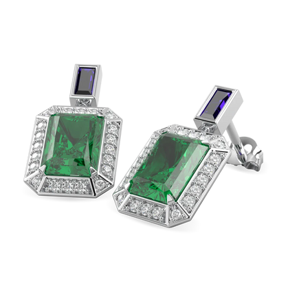 Emerald Diamond Sapphire Drop Earrings by Blacklock Jewellery, Empower collection