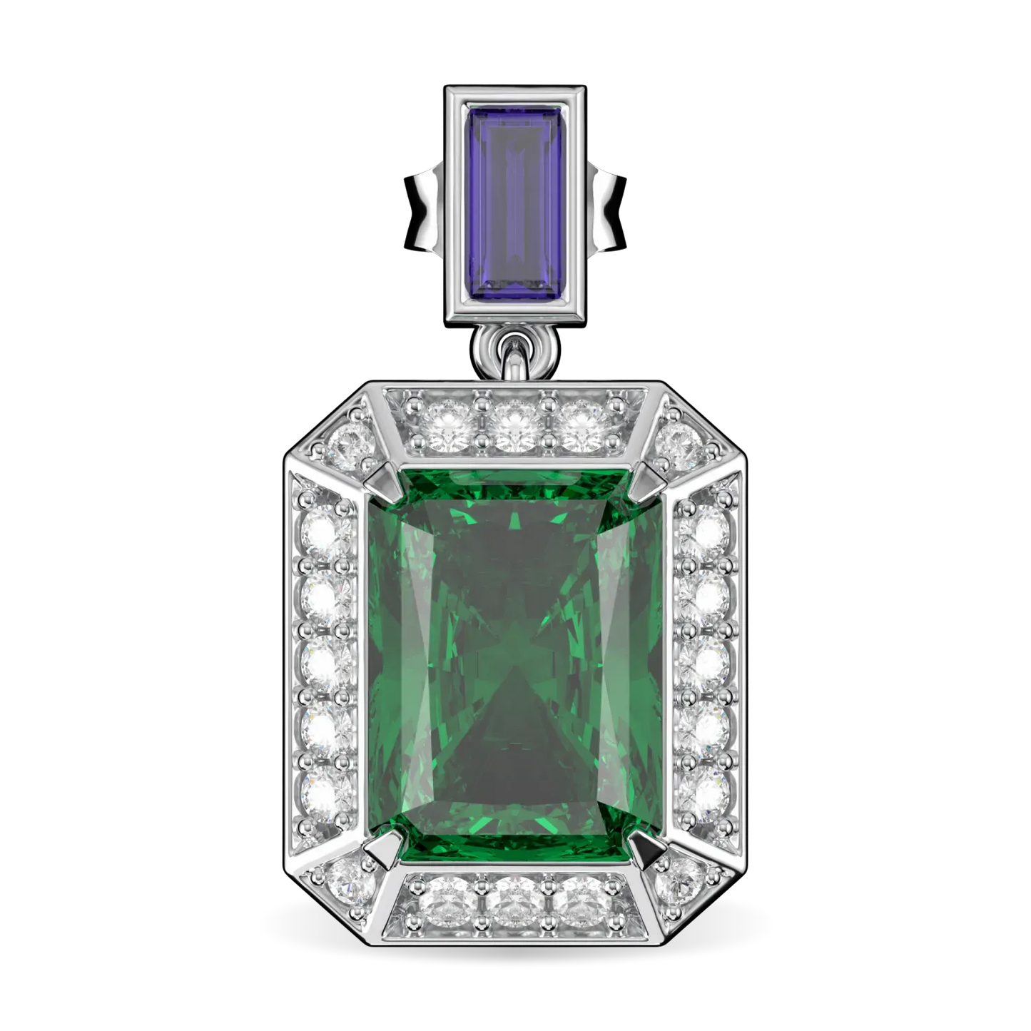 Blacklock Empower Emerald Sapphire Deiamond drop earrings in 18ct White Gold — straight on view