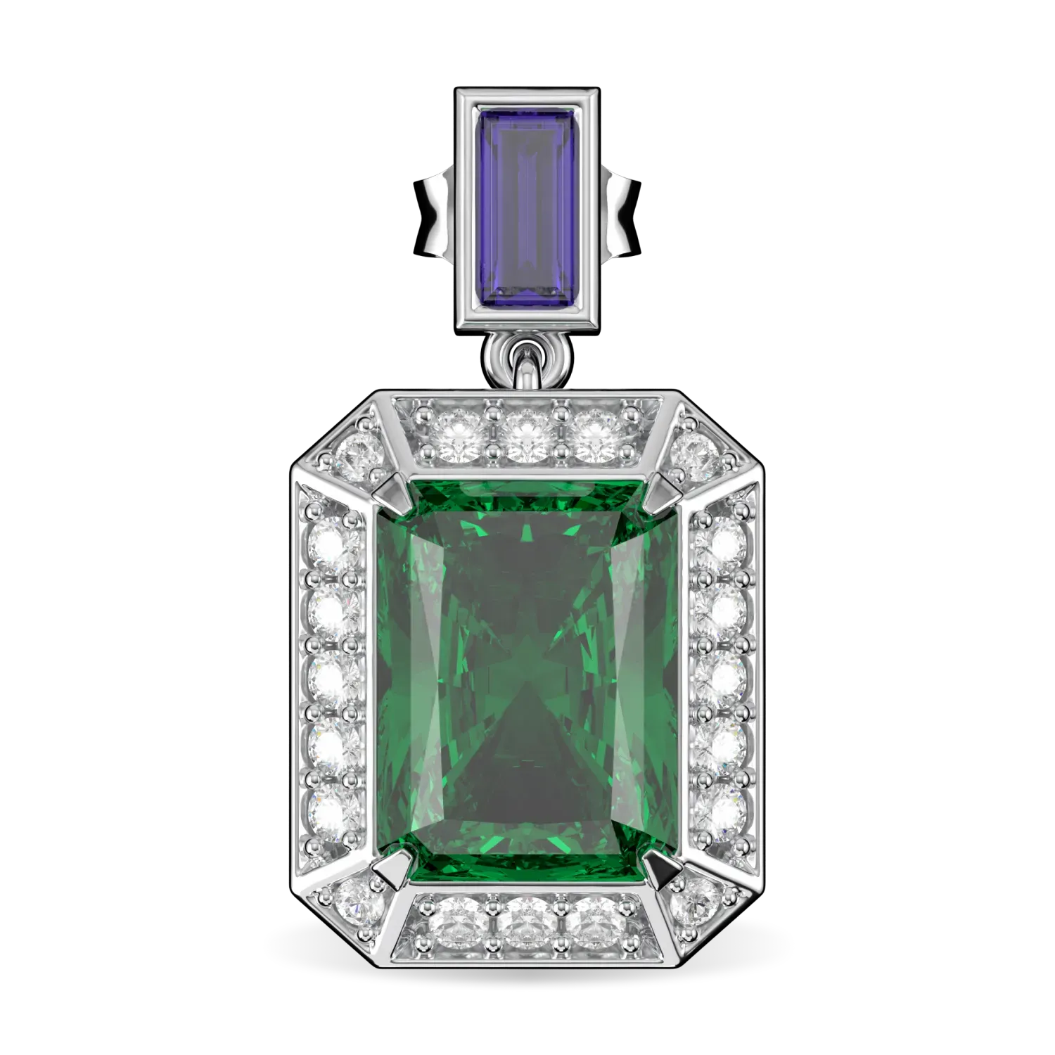 Blacklock Empower Emerald Sapphire Deiamond drop earrings in 18ct White Gold — straight on view