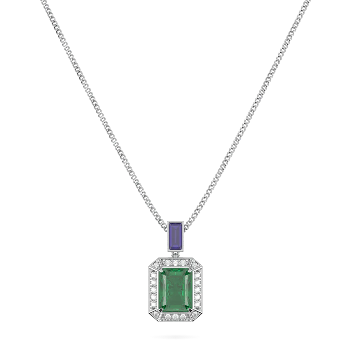 18ct White Gold Emerald Diamond pendant from Blacklock's Empower collection — straight on view