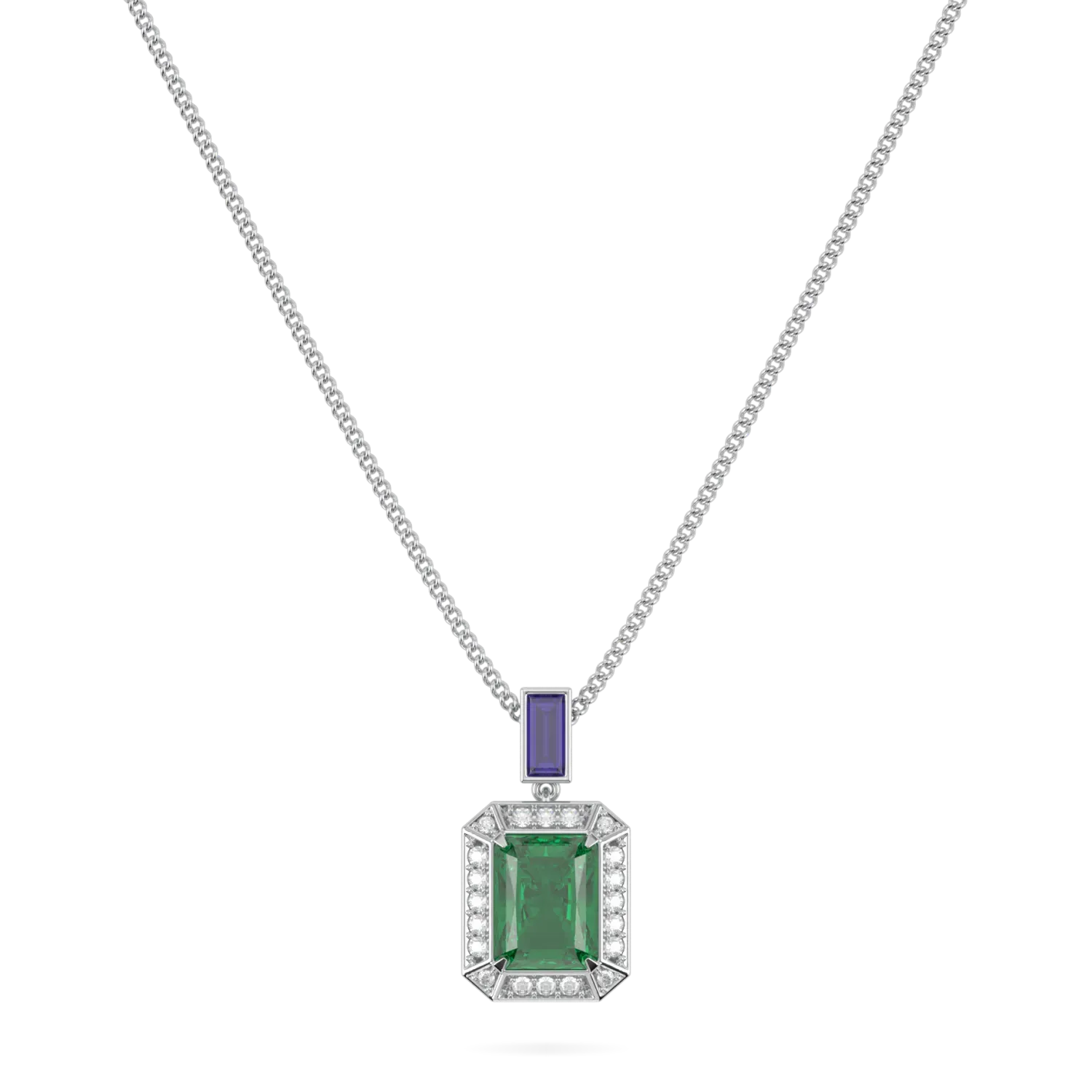 18ct White Gold Emerald Diamond pendant from Blacklock's Empower collection — straight on view