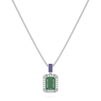 18ct White Gold Emerald Diamond pendant from Blacklock's Empower collection — straight on view