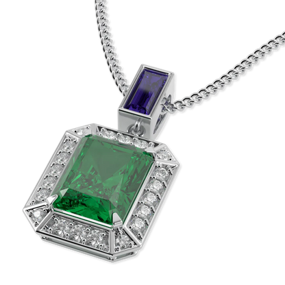 Empower collection pendant featuring Emerald and Diamond set in 18ct White Gold, Blacklock Jewellery — detail view