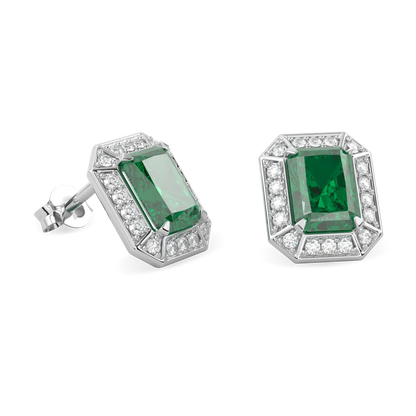 Blacklock Empower Emerald Diamond stud earrings in 18ct White Gold — detail view