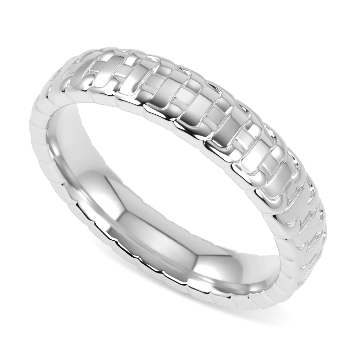 18ct White Gold large chain ring from Blacklock's Empower collection