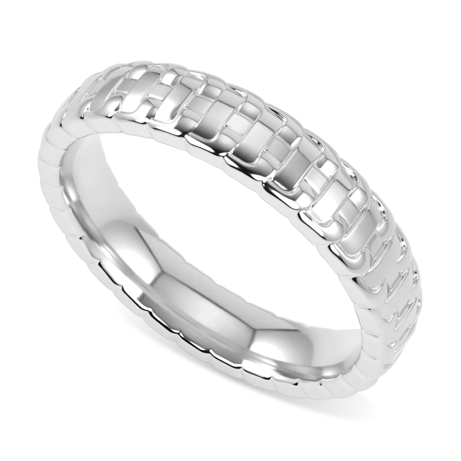 18ct White Gold large chain ring from Blacklock's Empower collection