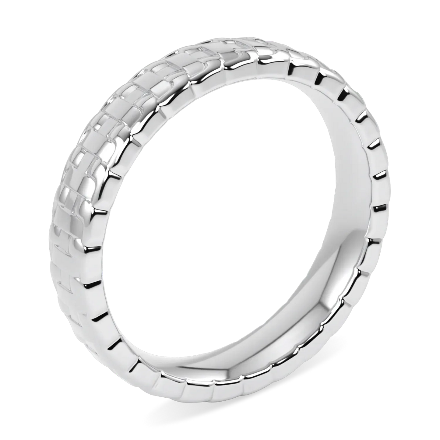 Empower collection large chain ring in 18ct White Gold, Blacklock Jewellery — through finger view