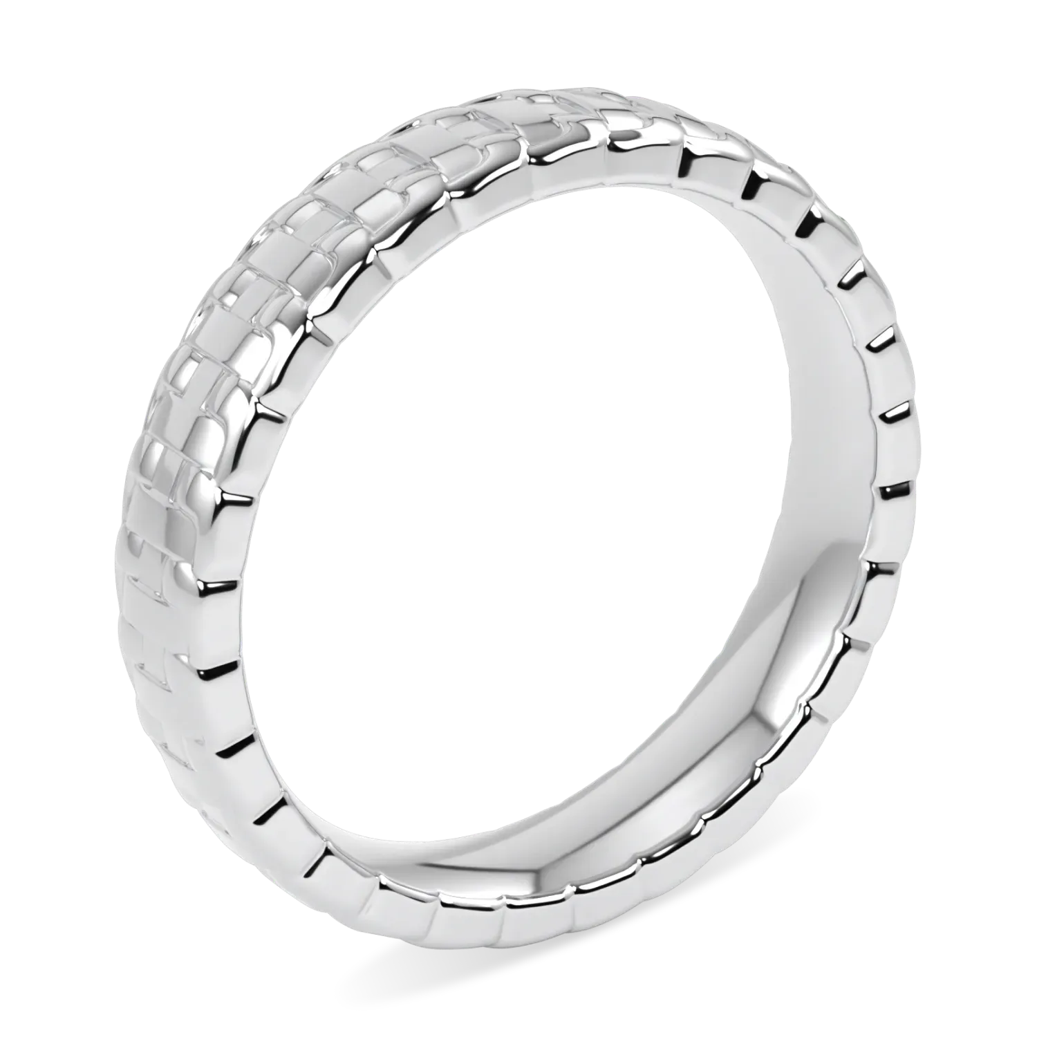 Empower collection large chain ring in 18ct White Gold, Blacklock Jewellery — through finger view
