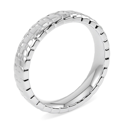 Empower collection large chain ring in 18ct White Gold, Blacklock Jewellery — through finger view