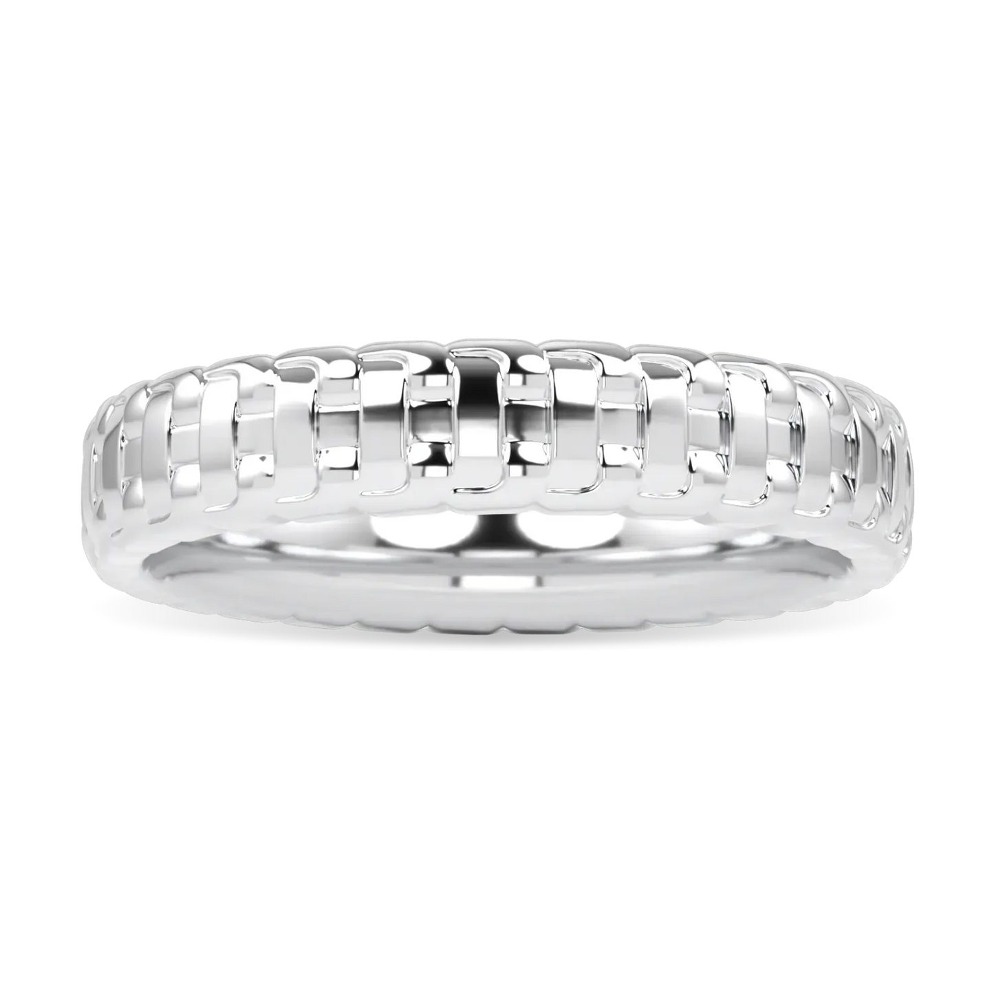 Handcrafted 18ct White Gold large chain ring by Blacklock, Empower collection — detail view