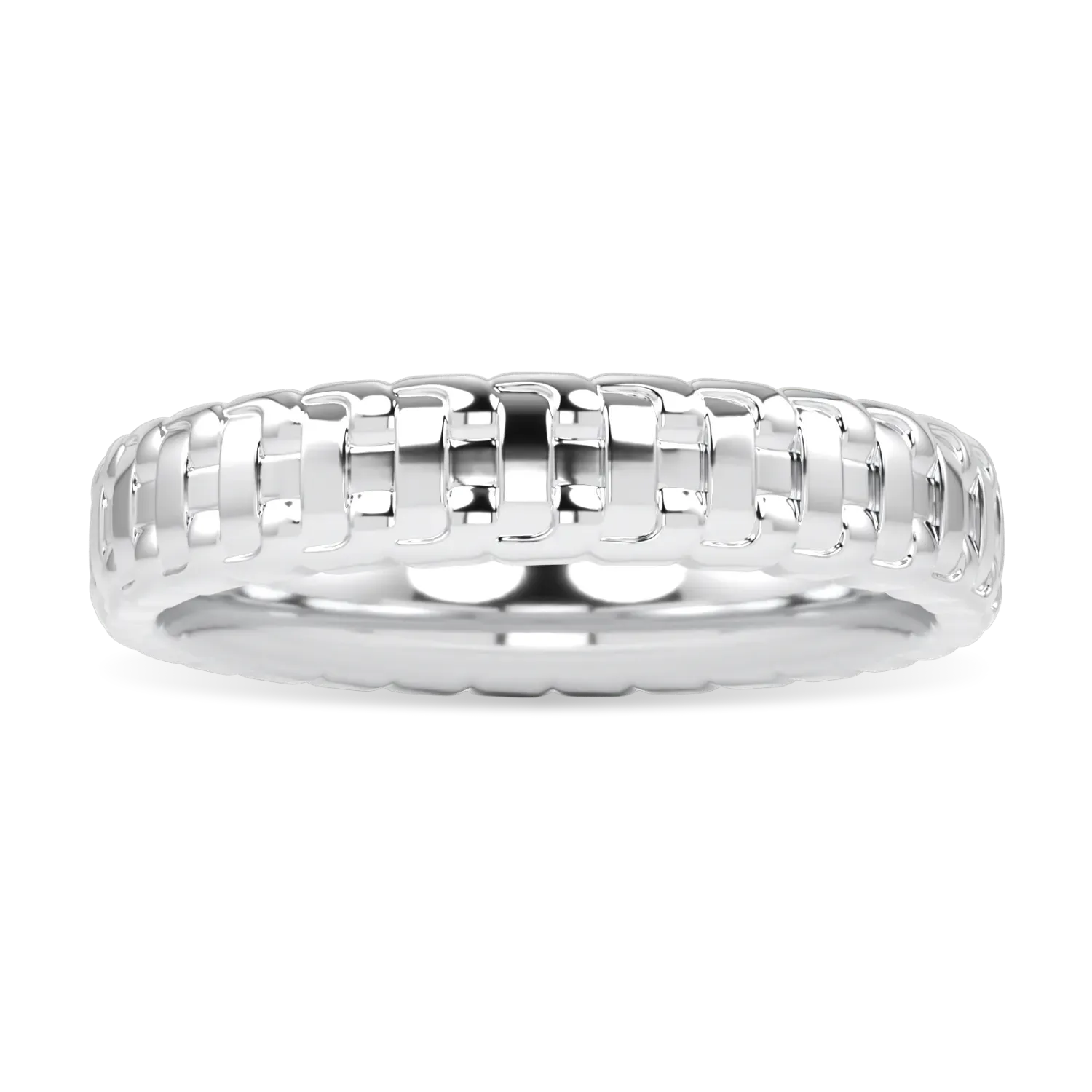 Handcrafted 18ct White Gold large chain ring by Blacklock, Empower collection — detail view