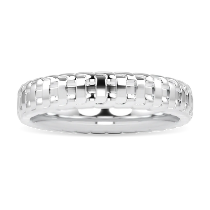 Handcrafted 18ct White Gold large chain ring by Blacklock, Empower collection — detail view