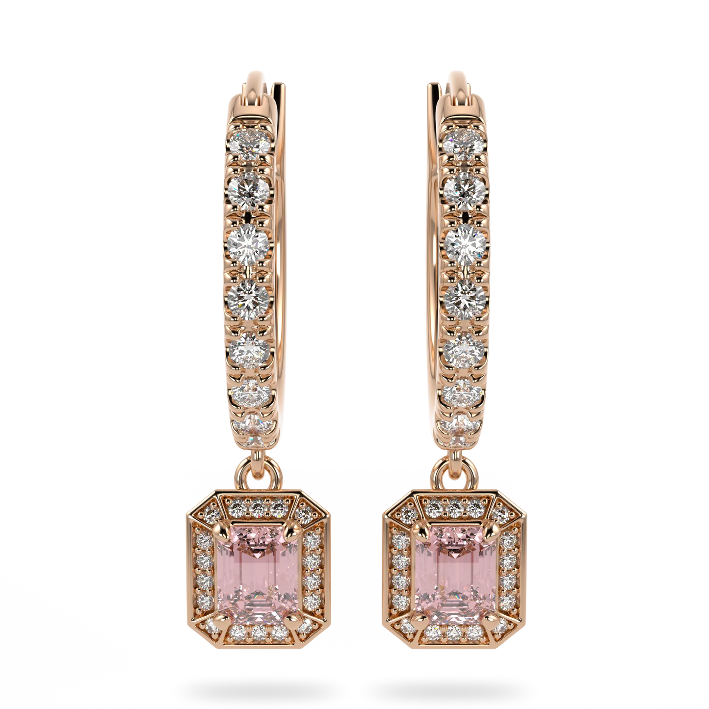 Rose Gold Morganite drop earrings from Blacklock's Empower collection