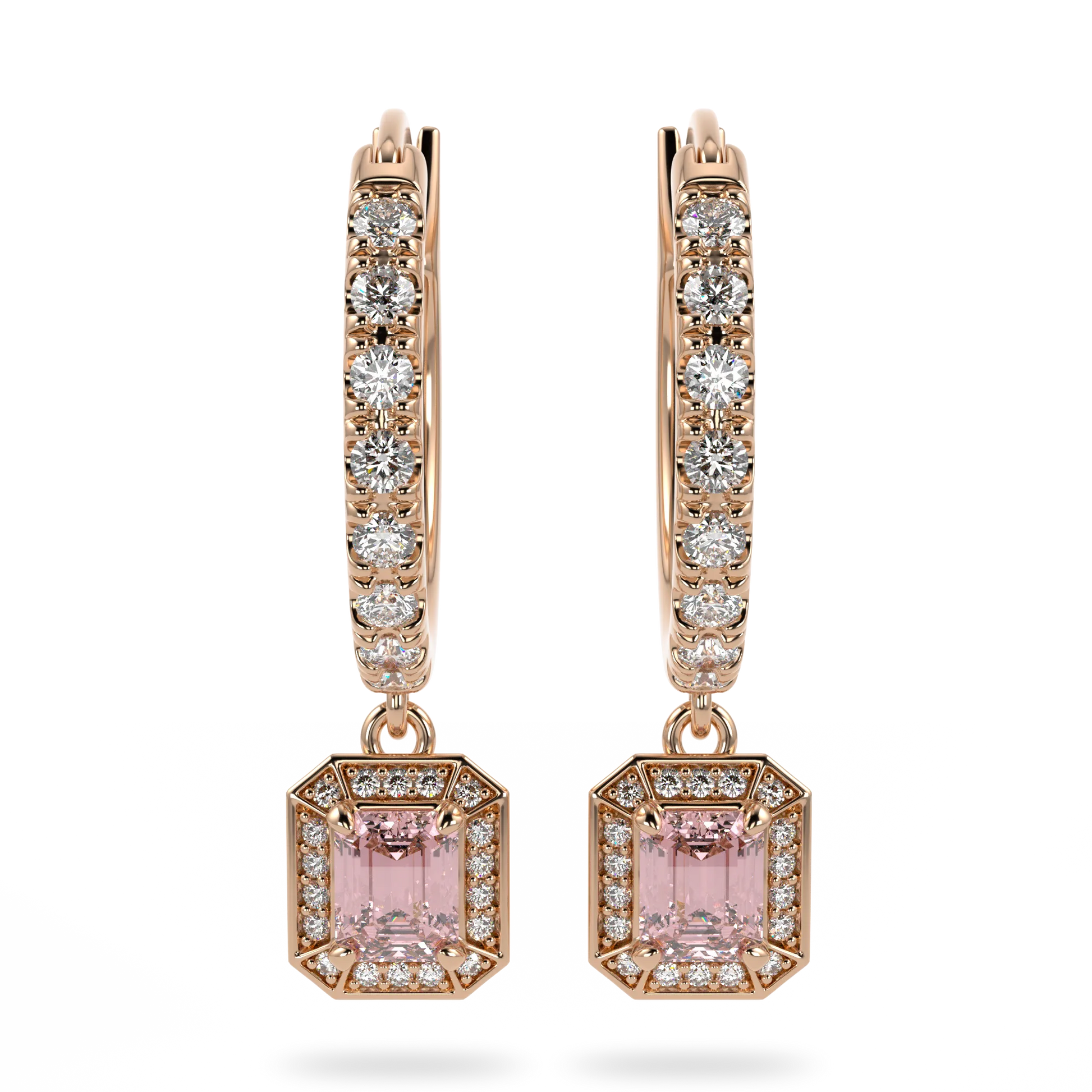 Rose Gold Morganite drop earrings from Blacklock's Empower collection