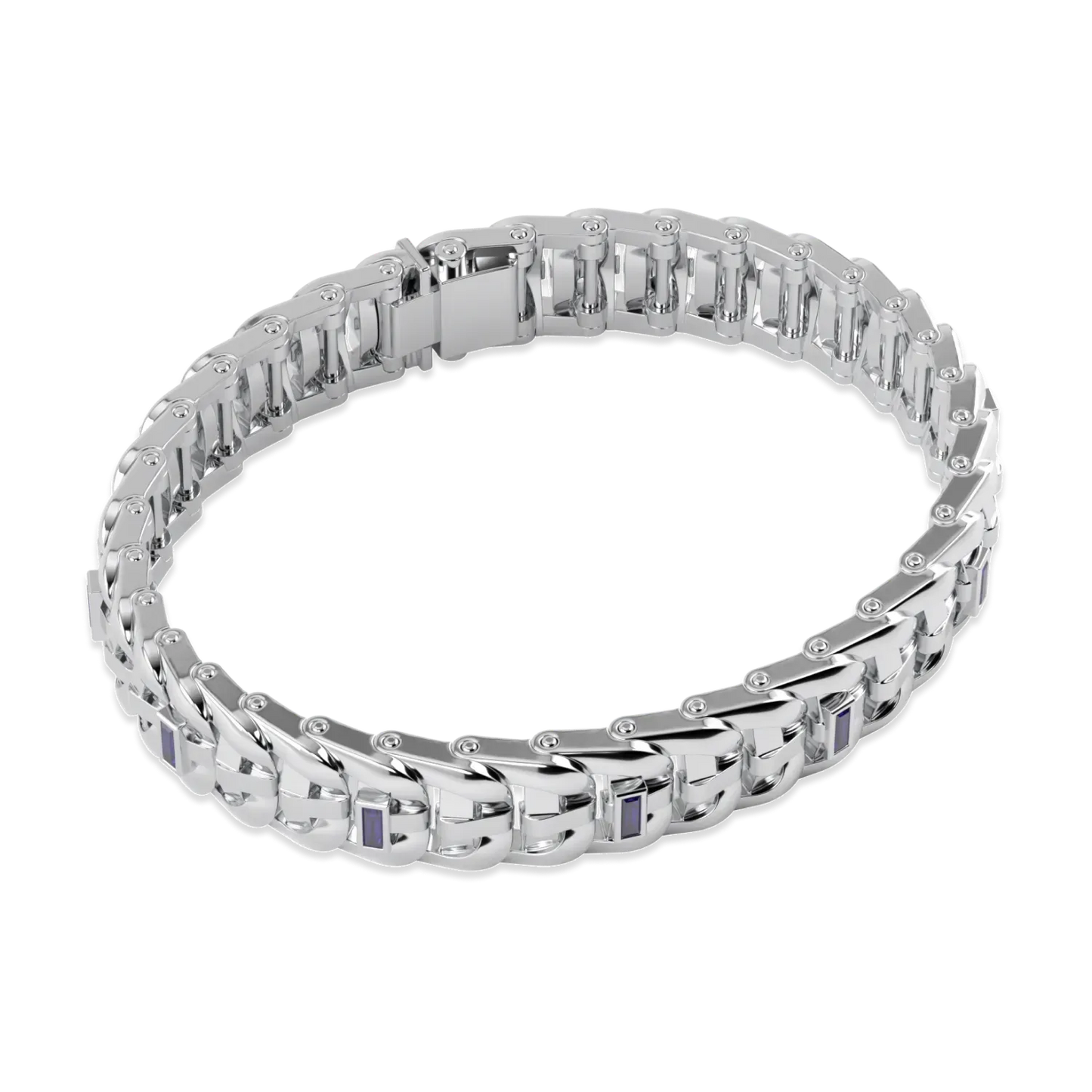 Empower collection bracelet featuring Sapphire set in 18ct White Gold, Blacklock Jewellery — worn view