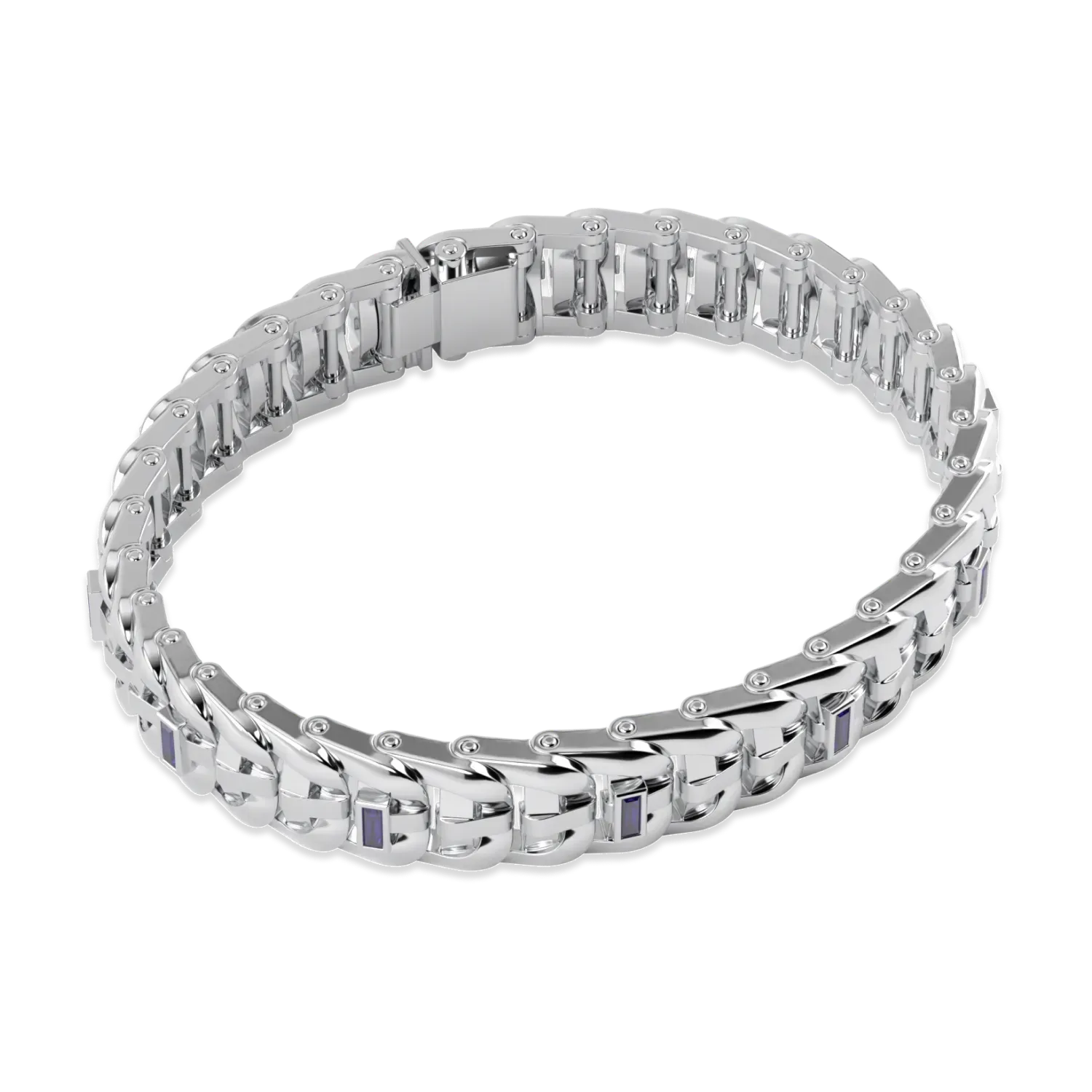 Empower collection bracelet featuring Sapphire set in 18ct White Gold, Blacklock Jewellery — worn view