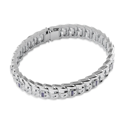 Empower collection bracelet featuring Sapphire set in 18ct White Gold, Blacklock Jewellery — worn view