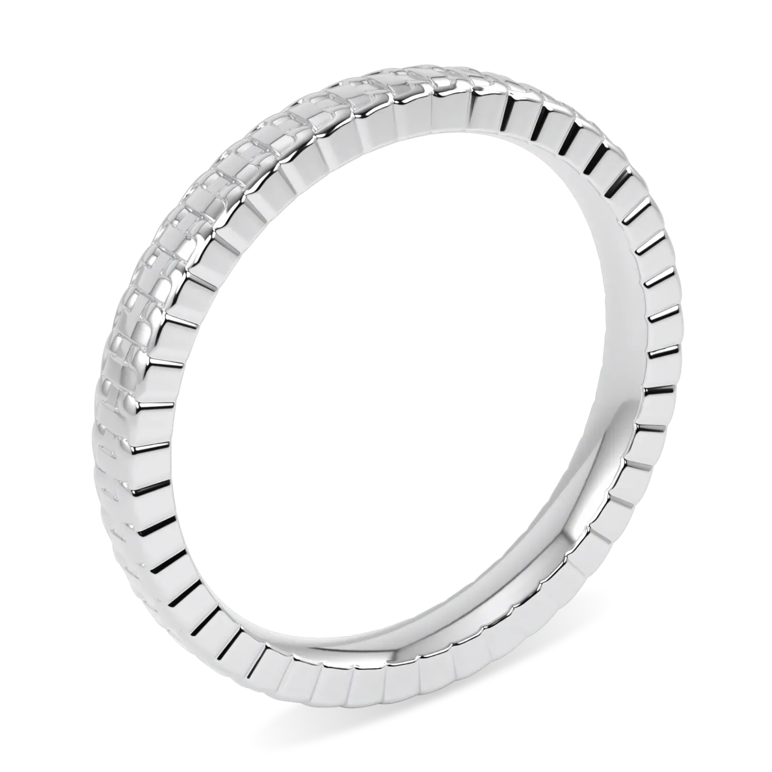 18ct White Gold small chain ring from Blacklock's Empower collection — through finger view