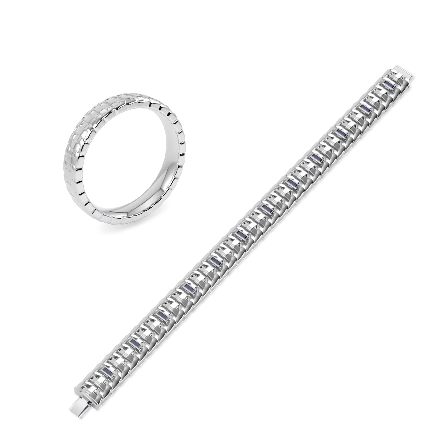 Handcrafted White Gold chain and ring by Blacklock, Empower collection