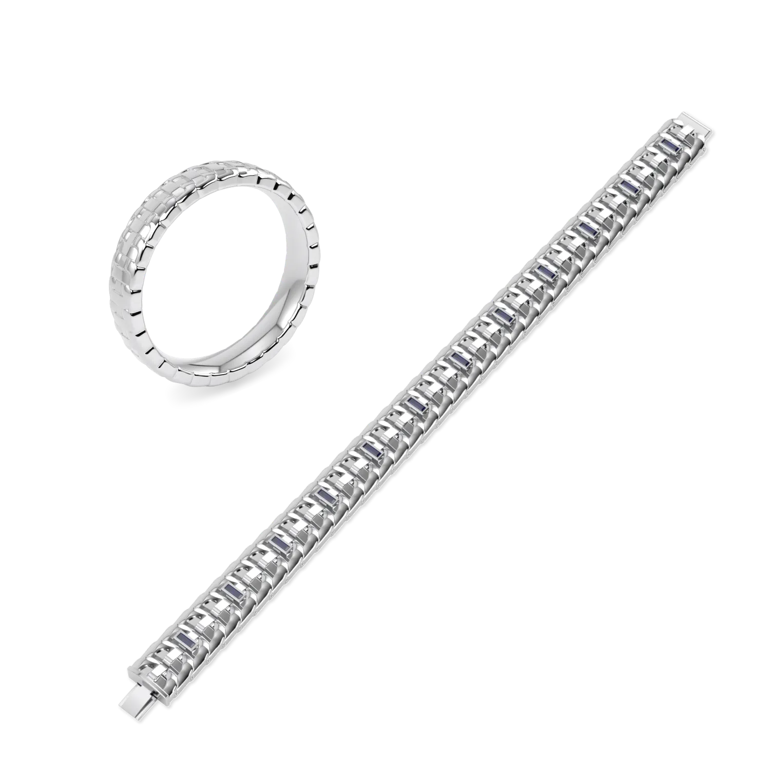Handcrafted White Gold chain and ring by Blacklock, Empower collection
