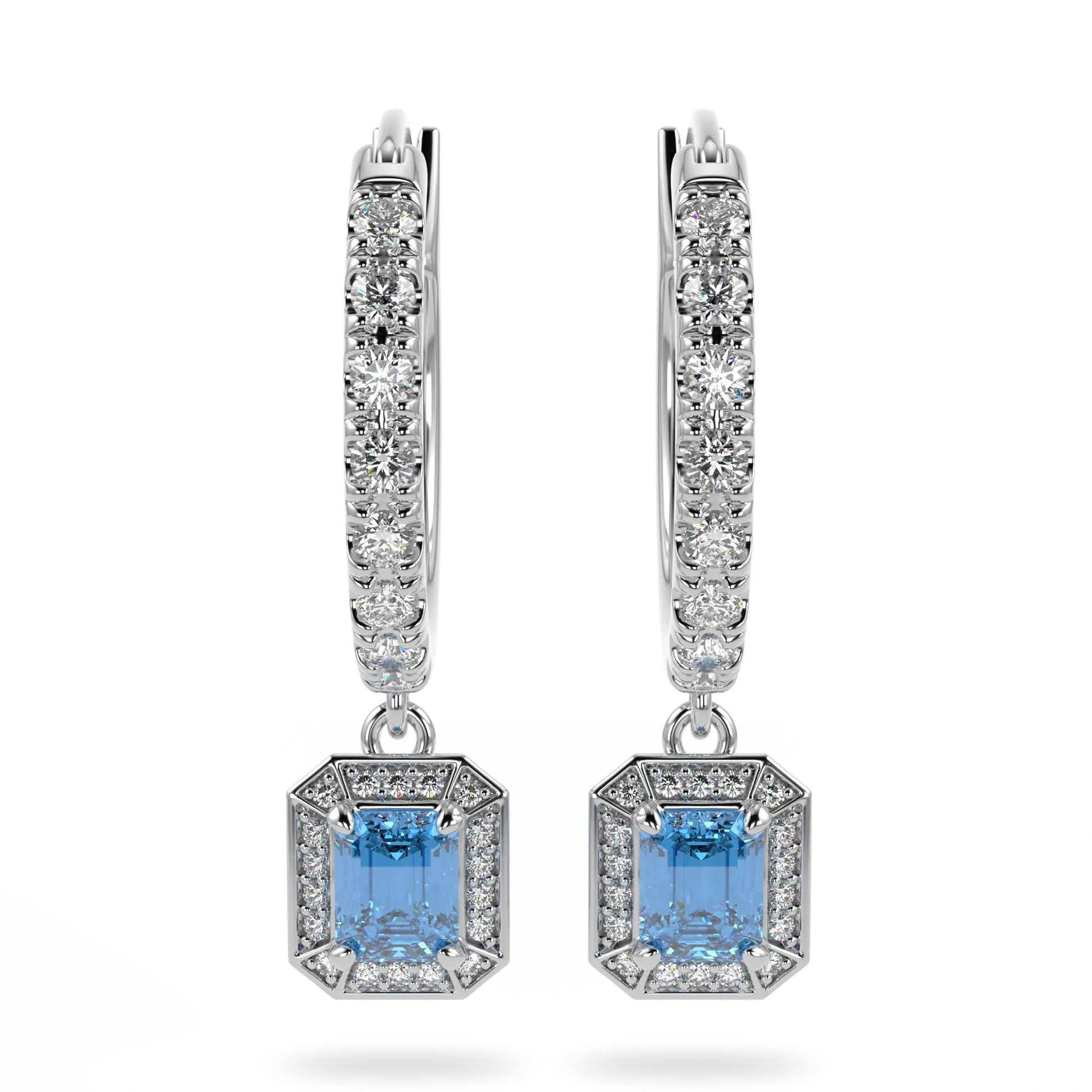 Handcrafted White Gold drop earrings with Aquamarine by Blacklock, Empower collection