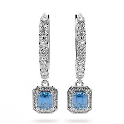 Handcrafted White Gold drop earrings with Aquamarine by Blacklock, Empower collection