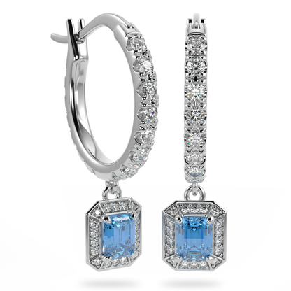 Empower White Gold Heritage Aquamarine Drop Earrings by Blacklock Jewellery, Empower collection — side view