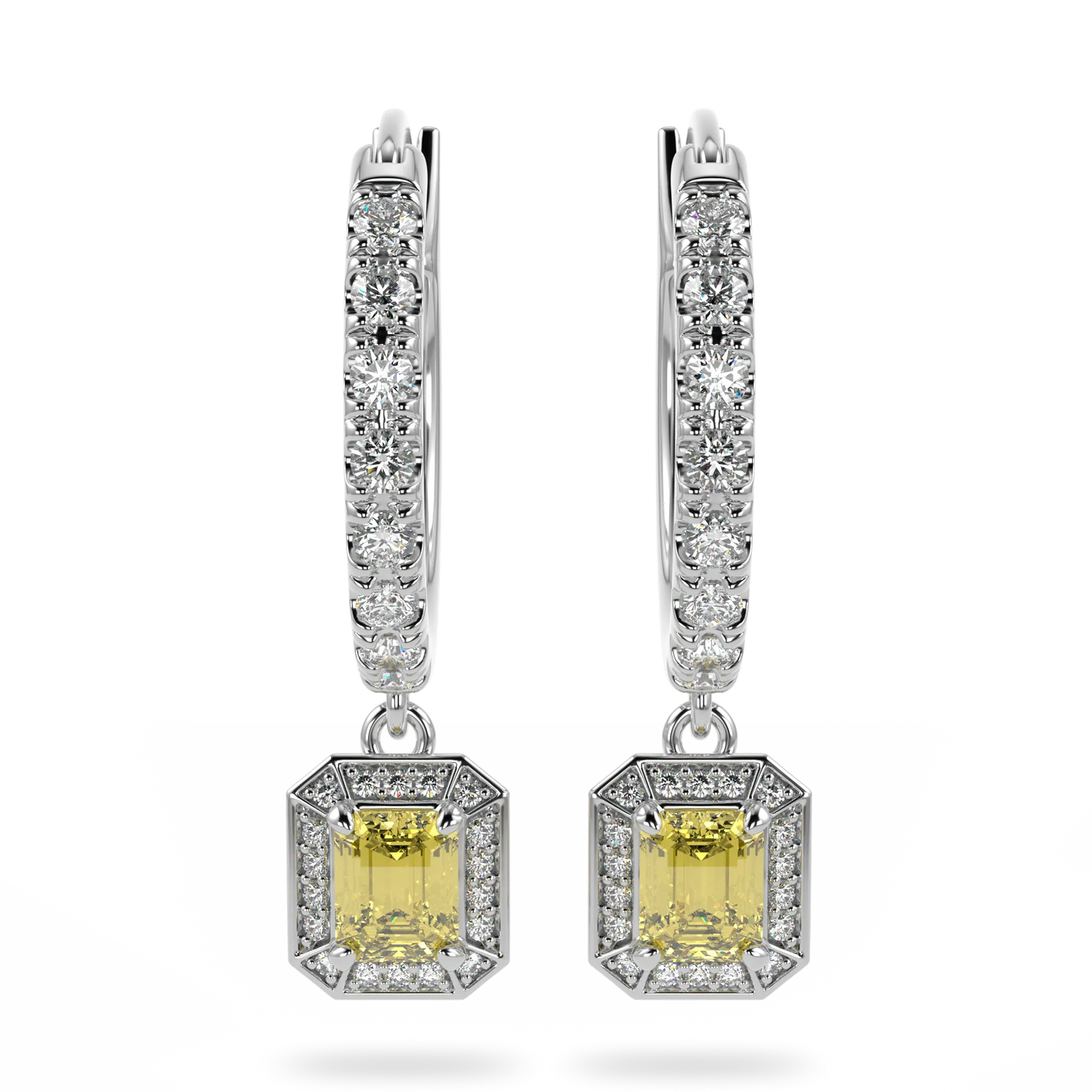 Empower collection drop earrings set in White Gold, Blacklock Jewellery