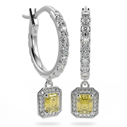 Handcrafted White Gold drop earrings by Blacklock, Empower collection — side view
